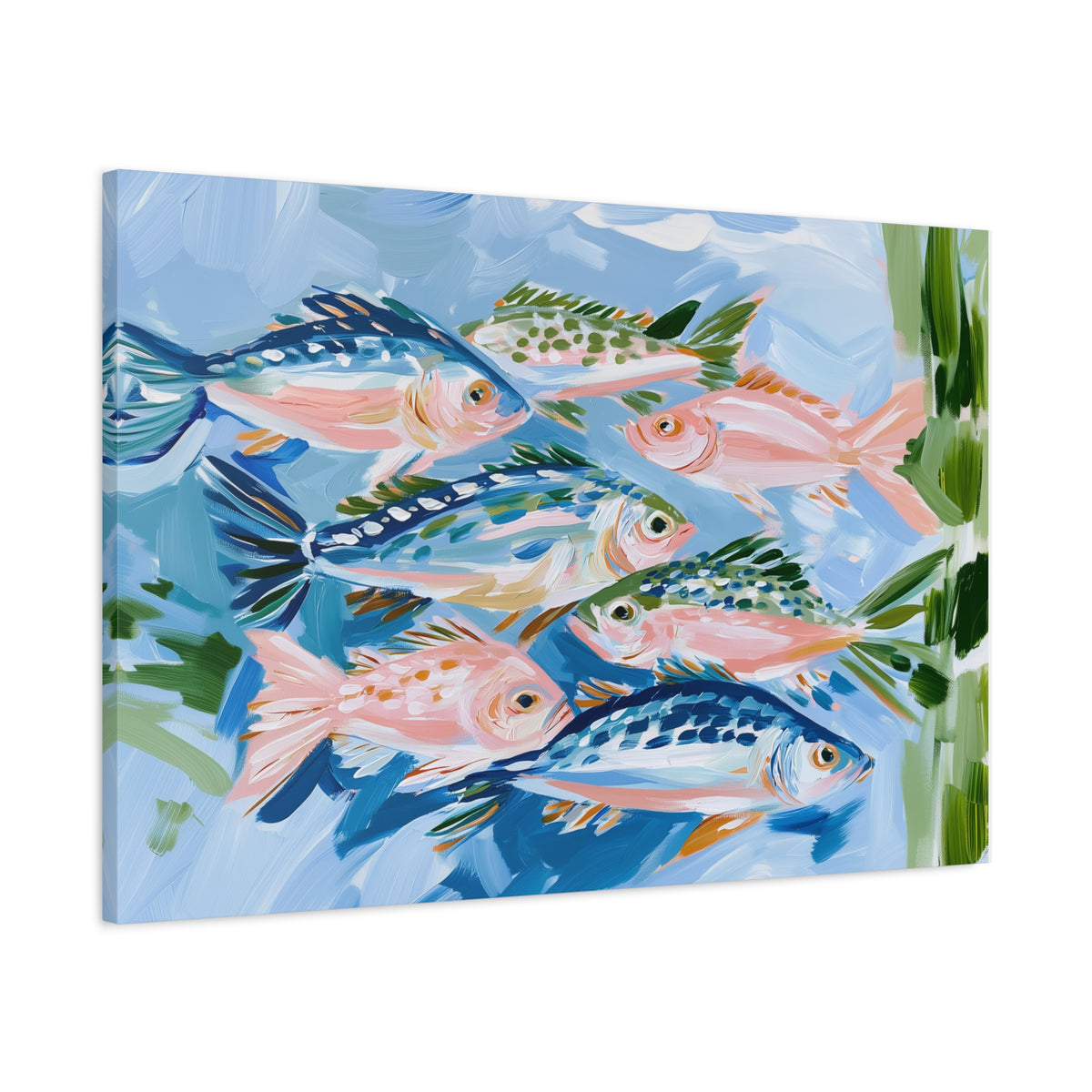 Tropical Fish School Canvas | Matte Stretched Wall Art