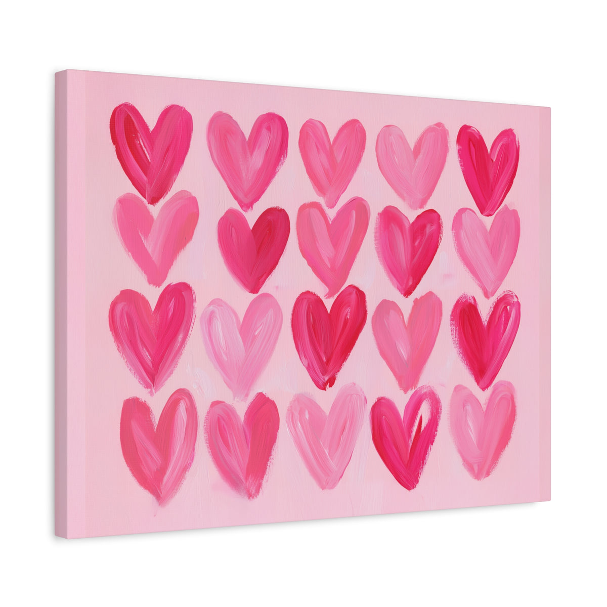Preppy Pink Hearts Matte Canvas, Preppy Dorm Decor, Girl's Room Art