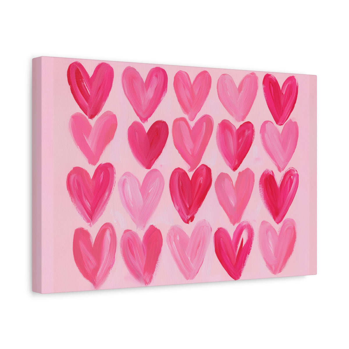 Preppy Pink Hearts Matte Canvas, Preppy Dorm Decor, Girl's Room Art