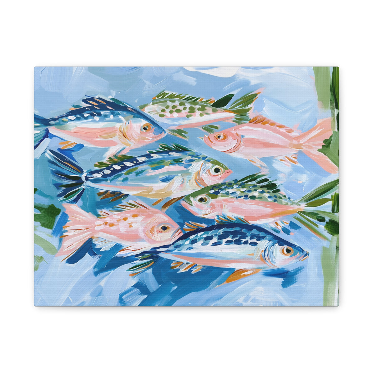 Tropical Fish School Canvas | Matte Stretched Wall Art