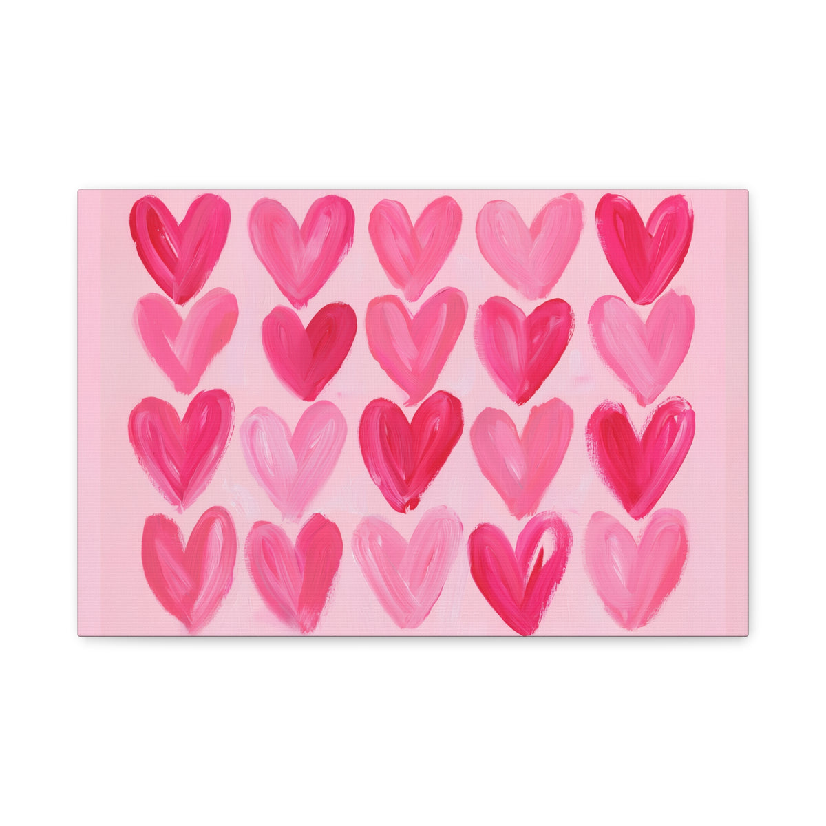 Preppy Pink Hearts Matte Canvas, Preppy Dorm Decor, Girl's Room Art