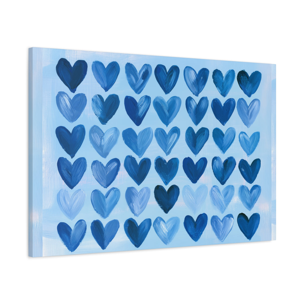 Blue Watercolor Hearts Canvas