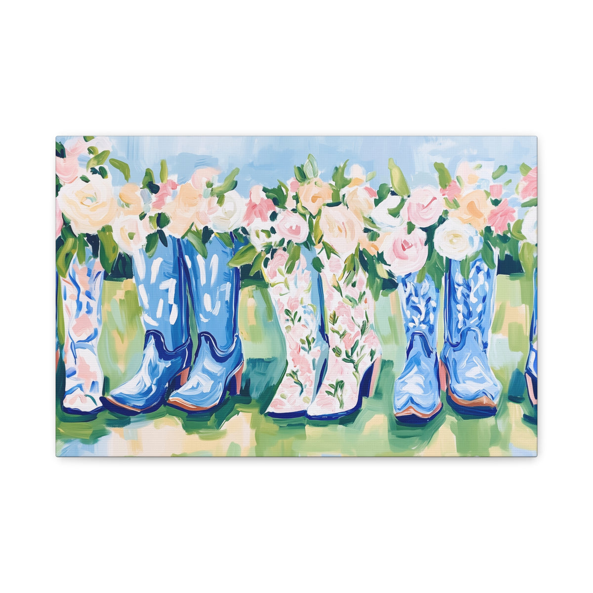 Floral Cowgirl Boots Matte Canvas