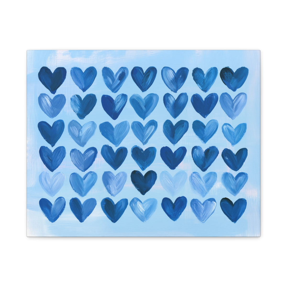 Blue Watercolor Hearts Canvas