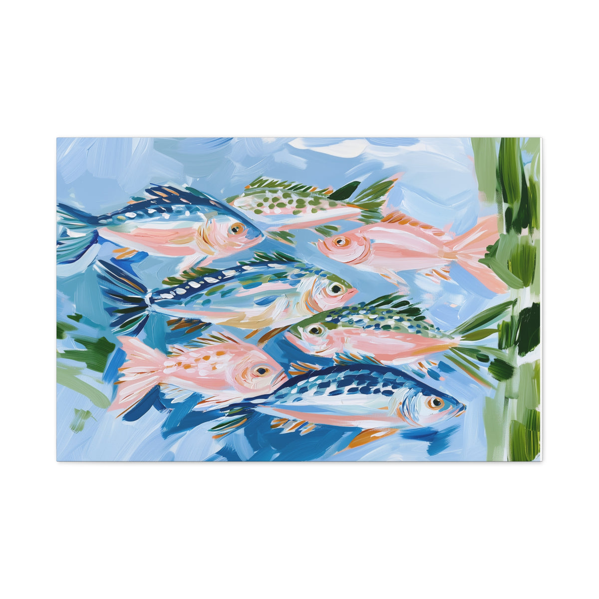 Tropical Fish School Canvas | Matte Stretched Wall Art