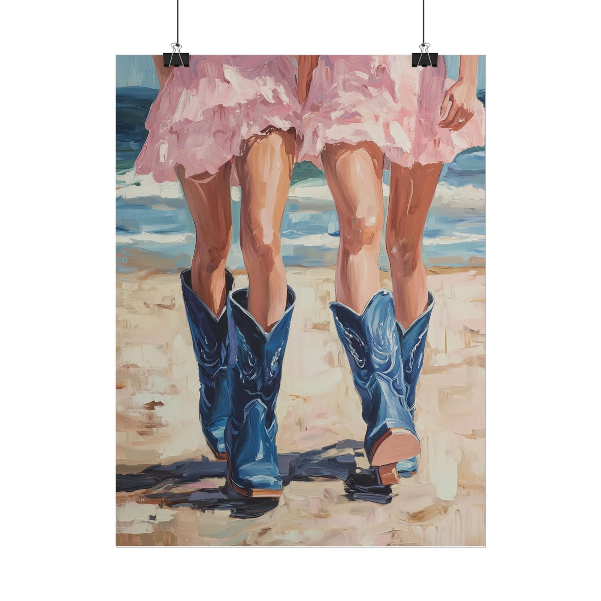 PHYSICAL PRINT Coastal Cowgirl Aesthetic Print, Cowgirl Boot Print, Pink and Blue Preppy Decor, Coastal Cowgirl Aesthetic Preppy Dorm Decor