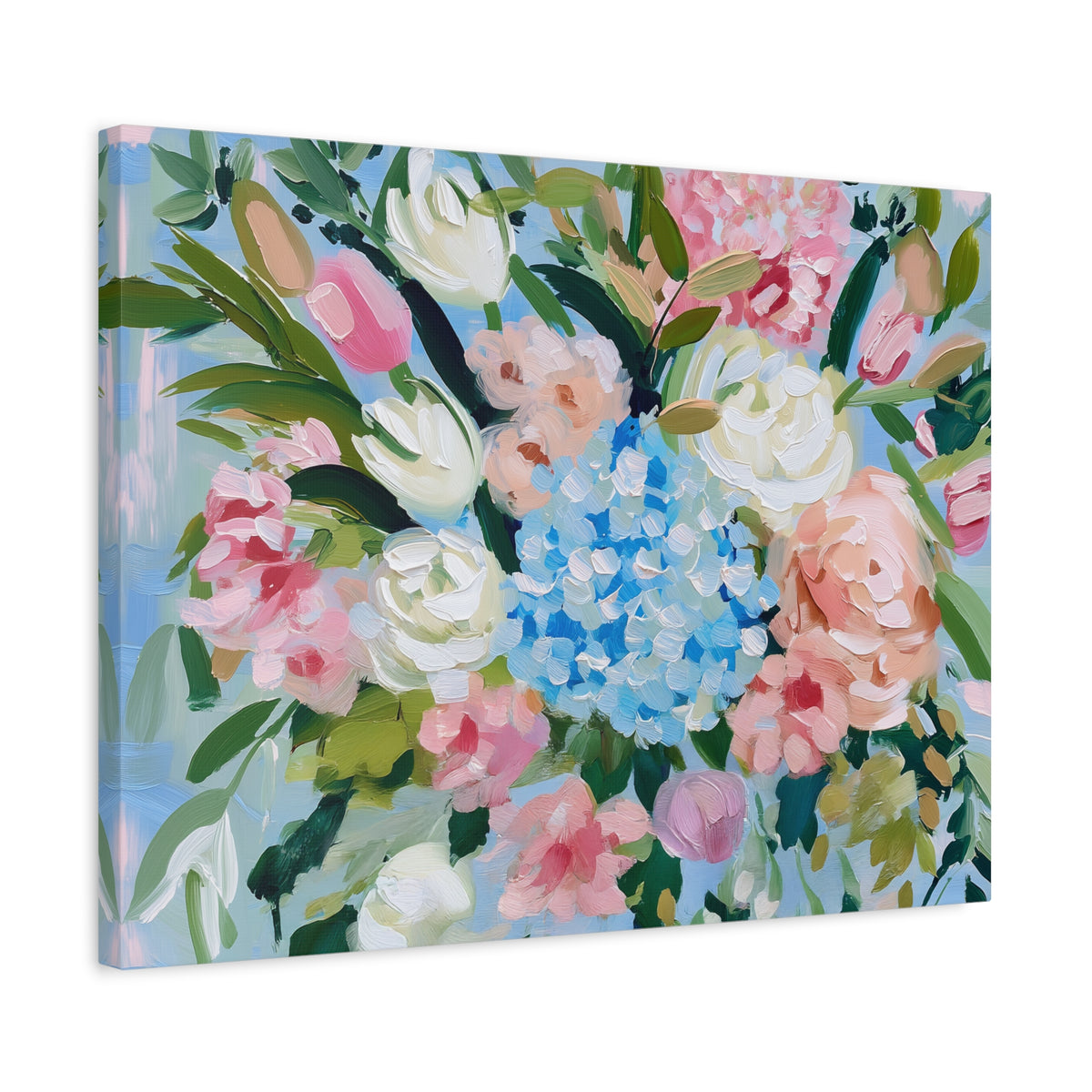 Spring Floral Bouquet Matte Canvas, Preppy Hydrangea Bouquet Canvas