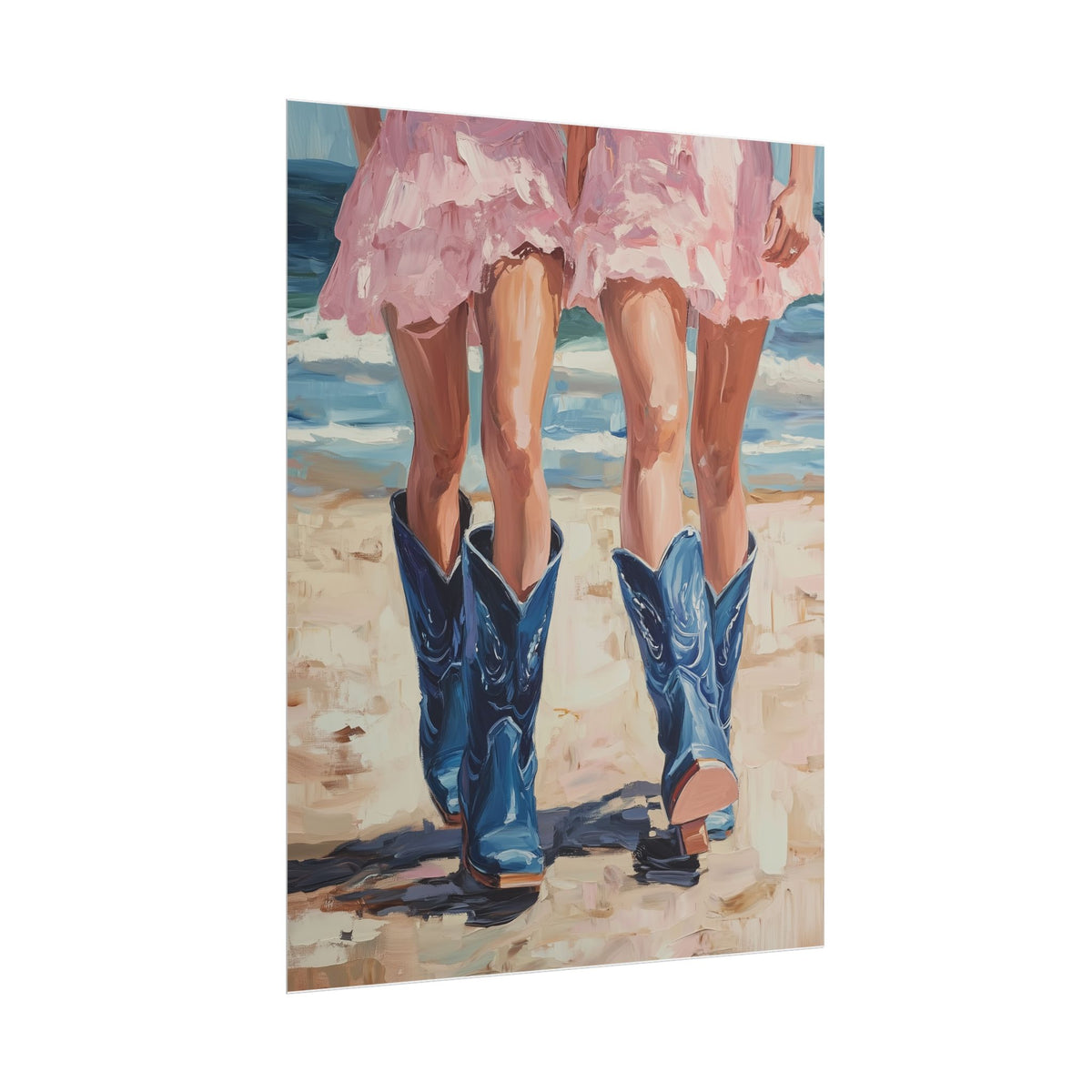 PHYSICAL PRINT Coastal Cowgirl Aesthetic Print, Cowgirl Boot Print, Pink and Blue Preppy Decor, Coastal Cowgirl Aesthetic Preppy Dorm Decor