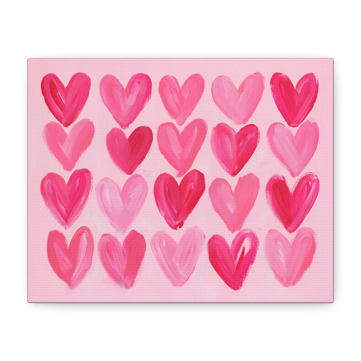 Preppy Pink Hearts Matte Canvas, Preppy Dorm Decor, Girl's Room Art