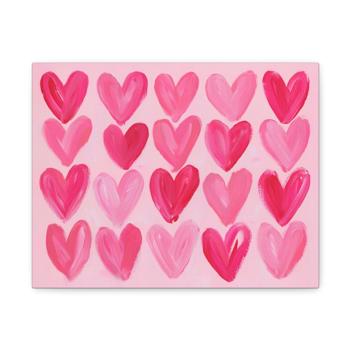 Preppy Pink Hearts Matte Canvas, Preppy Dorm Decor, Girl's Room Art