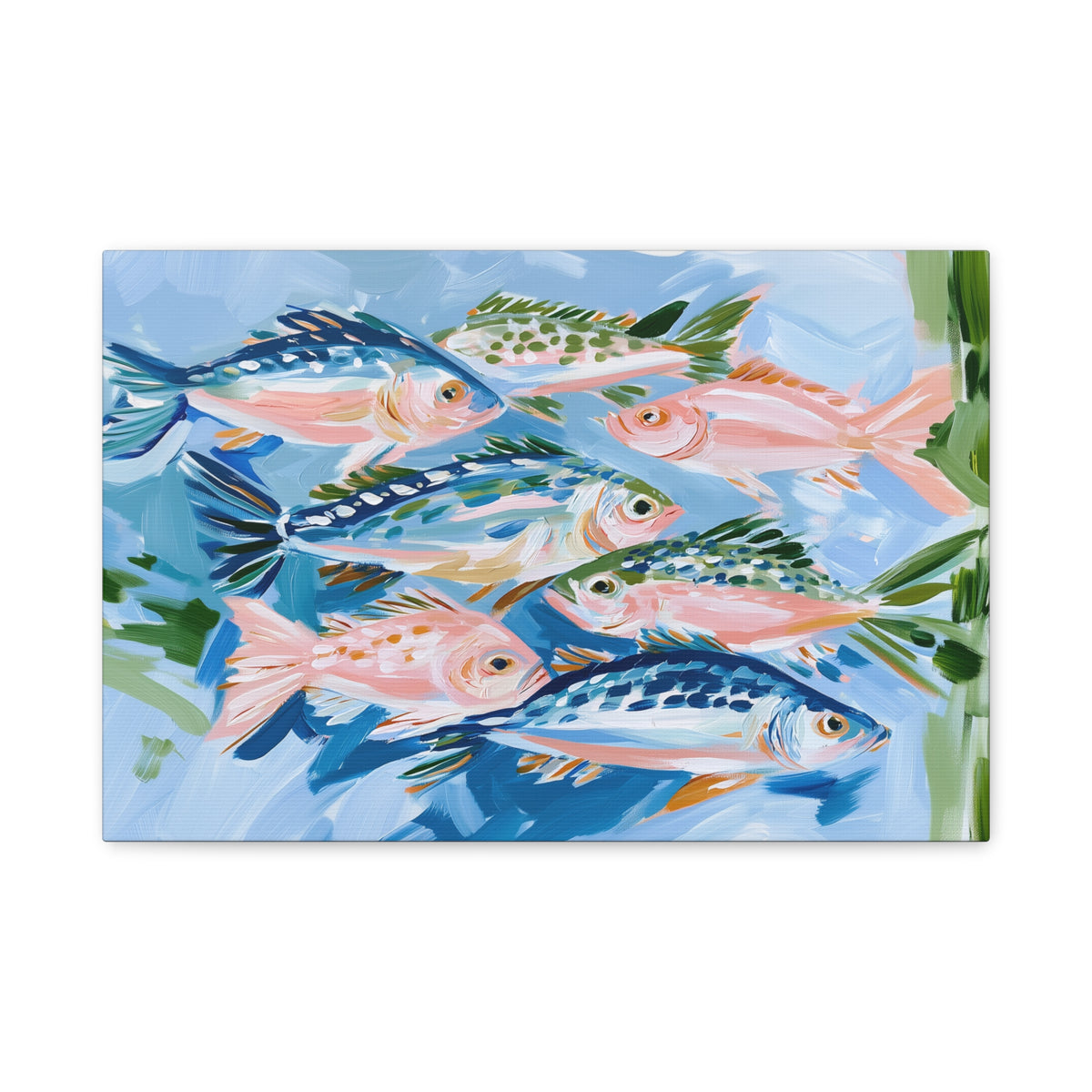 Tropical Fish School Canvas | Matte Stretched Wall Art