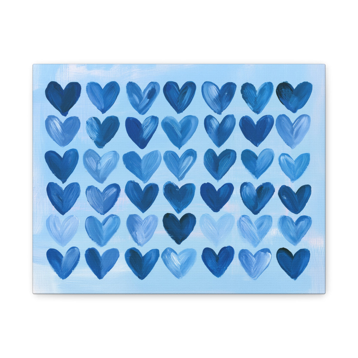 Blue Watercolor Hearts Canvas