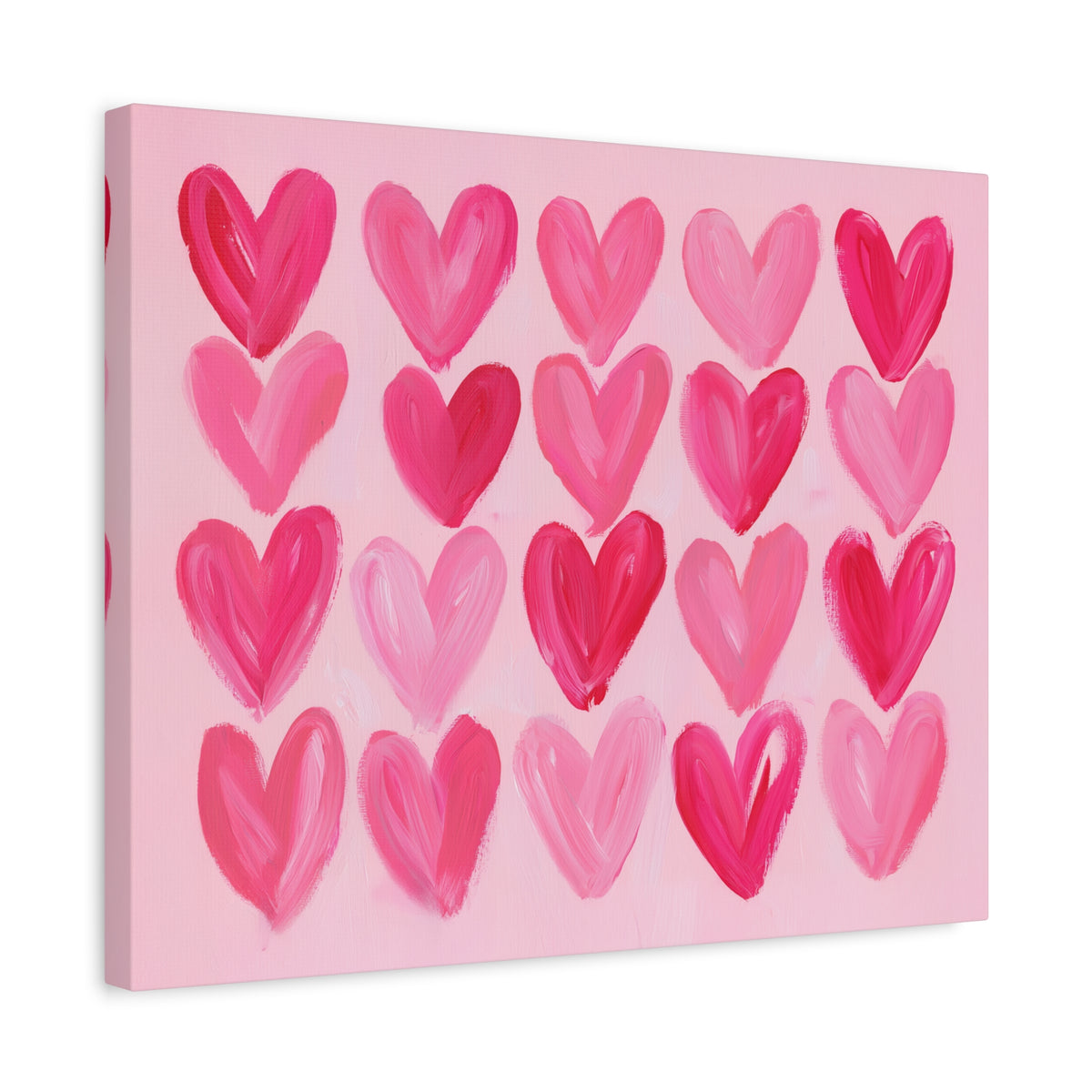 Preppy Pink Hearts Matte Canvas, Preppy Dorm Decor, Girl's Room Art