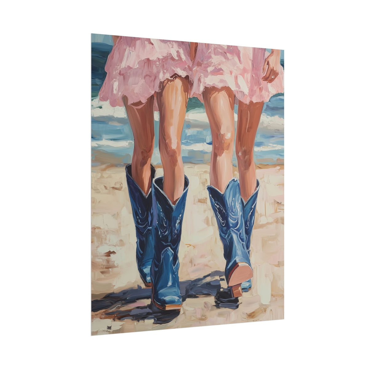 PHYSICAL PRINT Coastal Cowgirl Aesthetic Print, Cowgirl Boot Print, Pink and Blue Preppy Decor, Coastal Cowgirl Aesthetic Preppy Dorm Decor