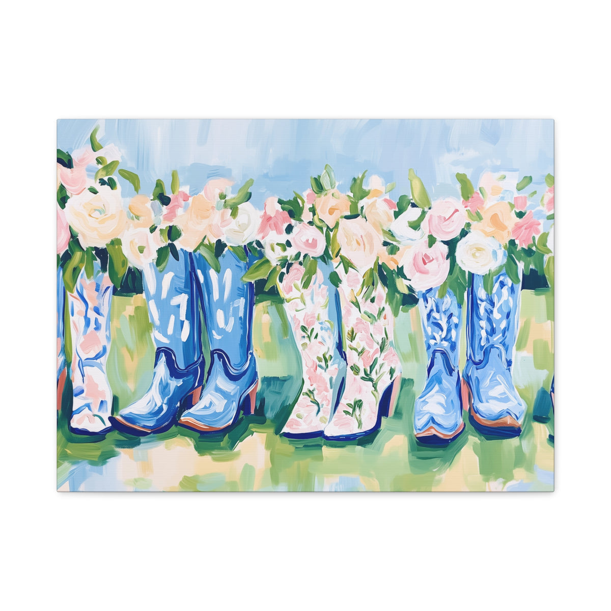 Floral Cowgirl Boots Matte Canvas