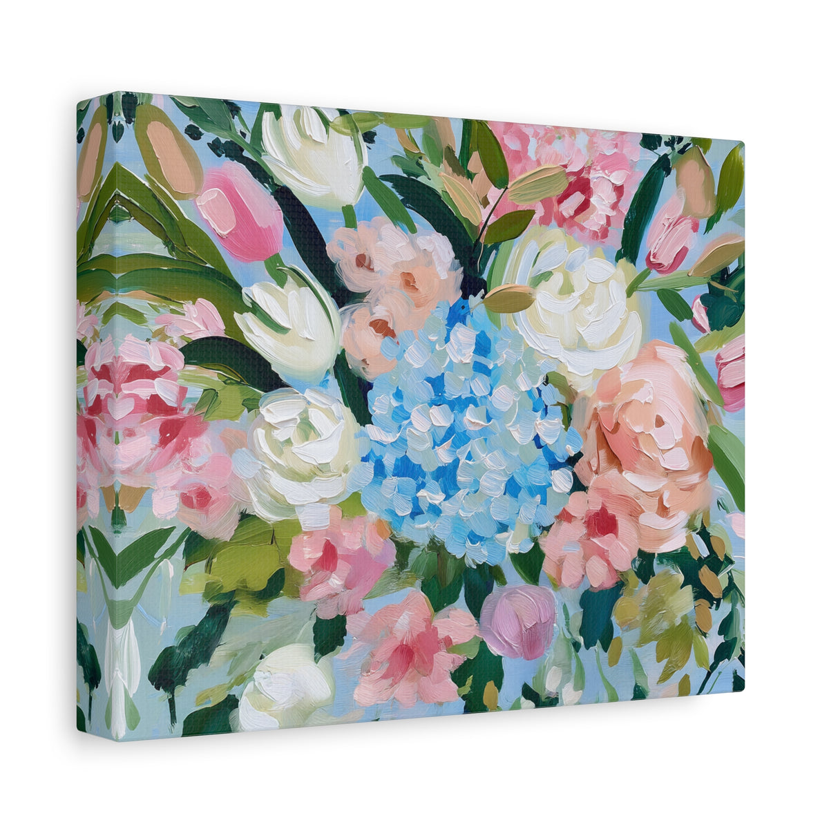 Spring Floral Bouquet Matte Canvas, Preppy Hydrangea Bouquet Canvas