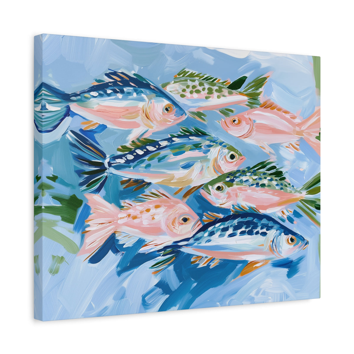 Tropical Fish School Canvas | Matte Stretched Wall Art