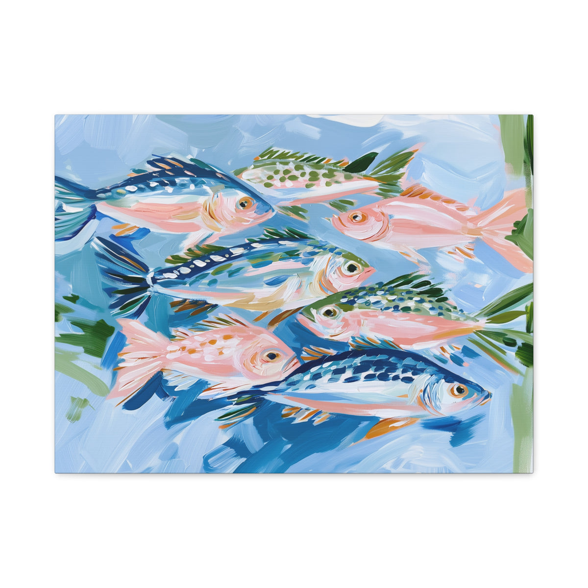 Tropical Fish School Canvas | Matte Stretched Wall Art
