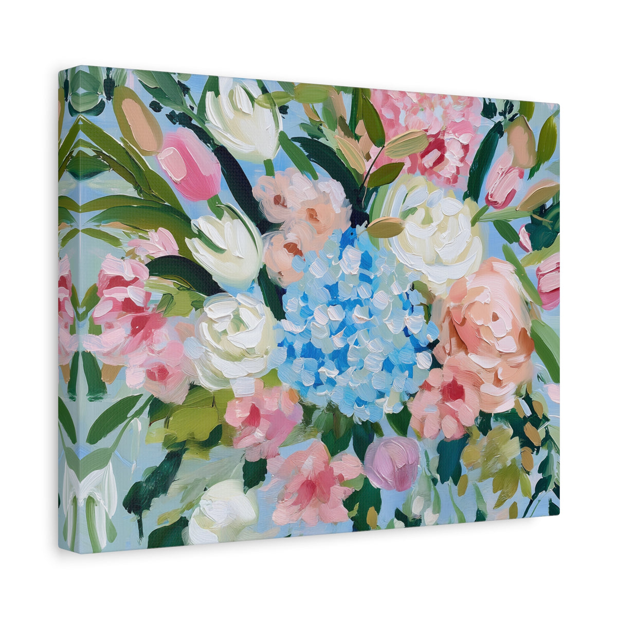 Spring Floral Bouquet Matte Canvas, Preppy Hydrangea Bouquet Canvas