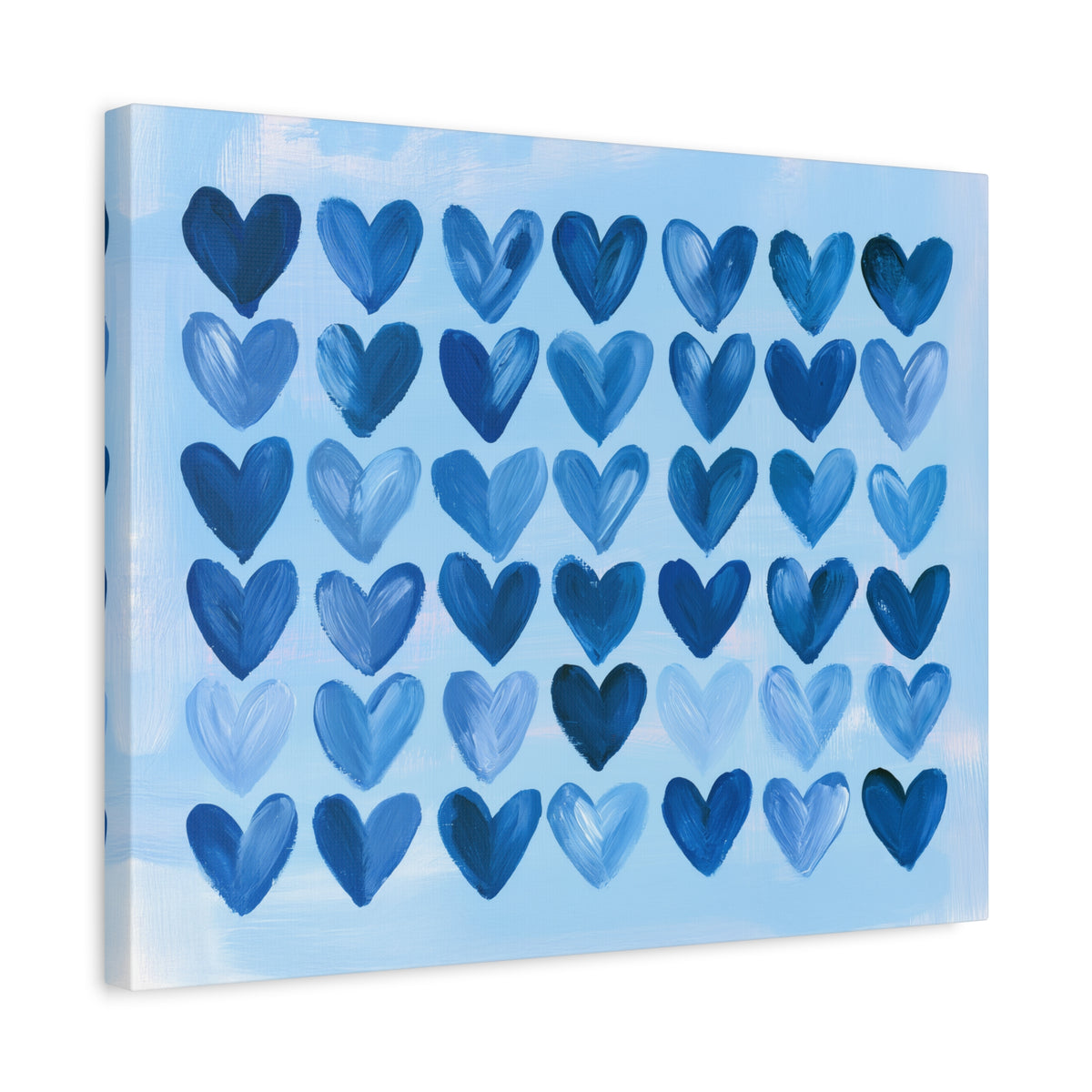 Blue Watercolor Hearts Canvas