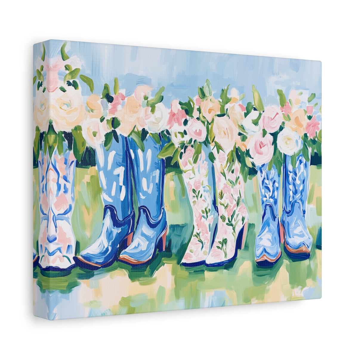 Floral Cowgirl Boots Matte Canvas