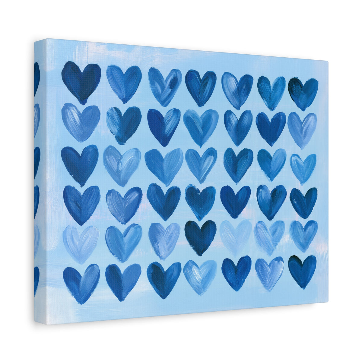Blue Watercolor Hearts Canvas