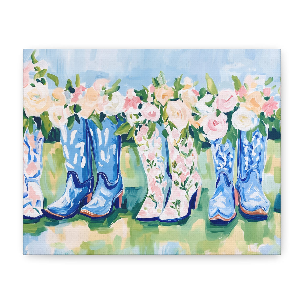 Floral Cowgirl Boots Matte Canvas