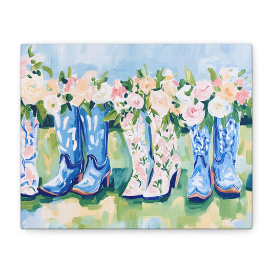 Floral Cowgirl Boots Matte Canvas