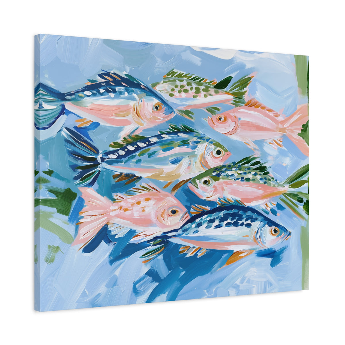 Tropical Fish School Canvas | Matte Stretched Wall Art