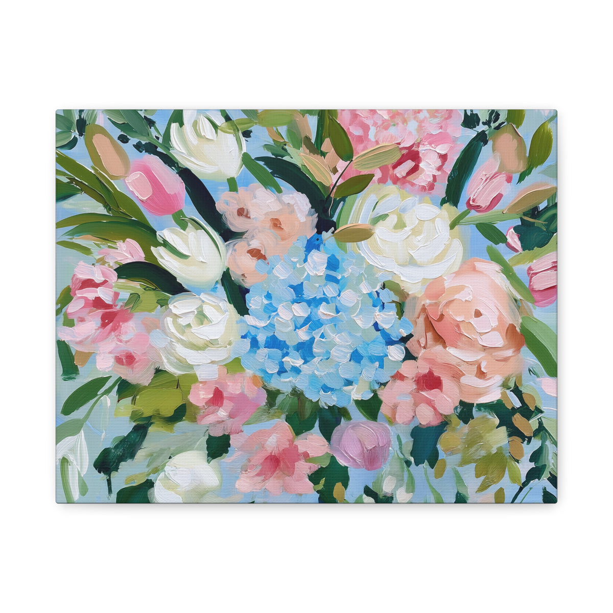 Spring Floral Bouquet Matte Canvas, Preppy Hydrangea Bouquet Canvas