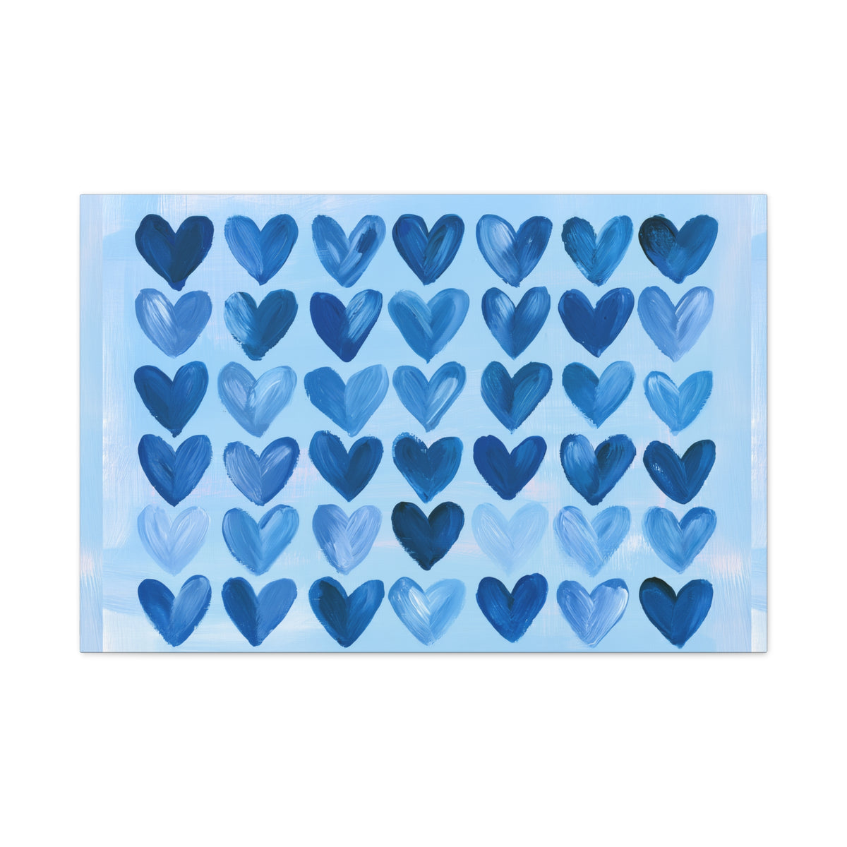 Blue Watercolor Hearts Canvas