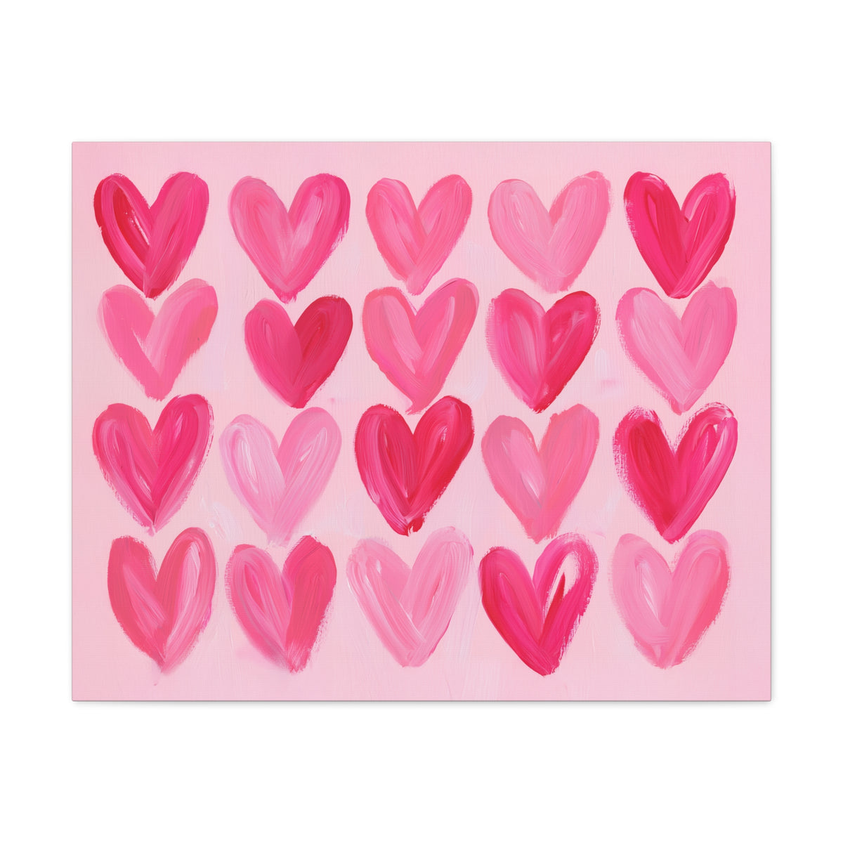 Preppy Pink Hearts Matte Canvas, Preppy Dorm Decor, Girl's Room Art