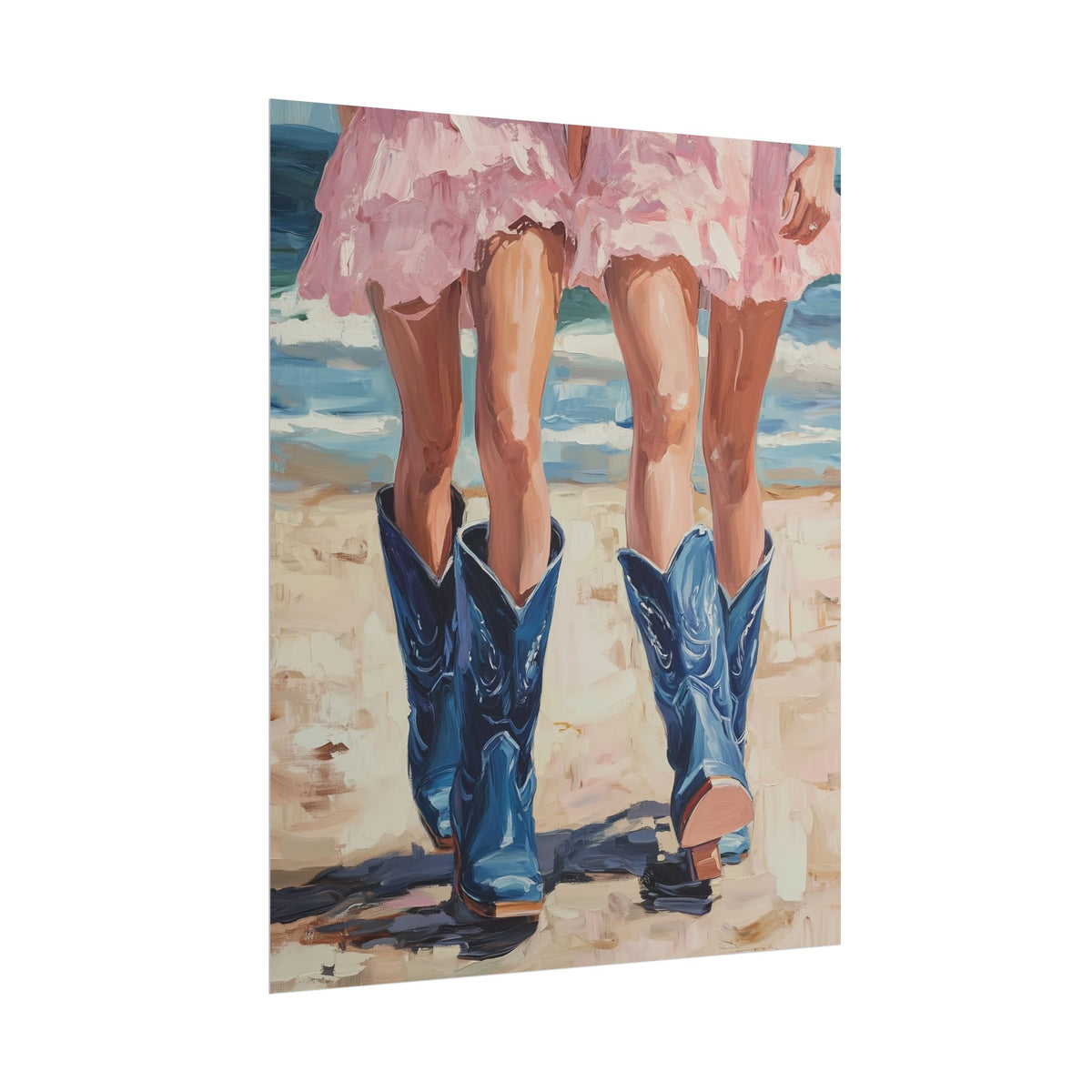 PHYSICAL PRINT Coastal Cowgirl Aesthetic Print, Cowgirl Boot Print, Pink and Blue Preppy Decor, Coastal Cowgirl Aesthetic Preppy Dorm Decor