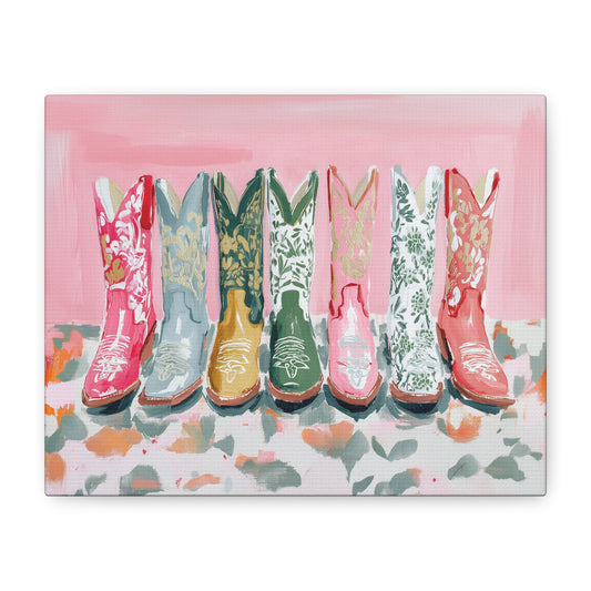 Colorful Girl Boots Canvas, Preppy Dorm Decor