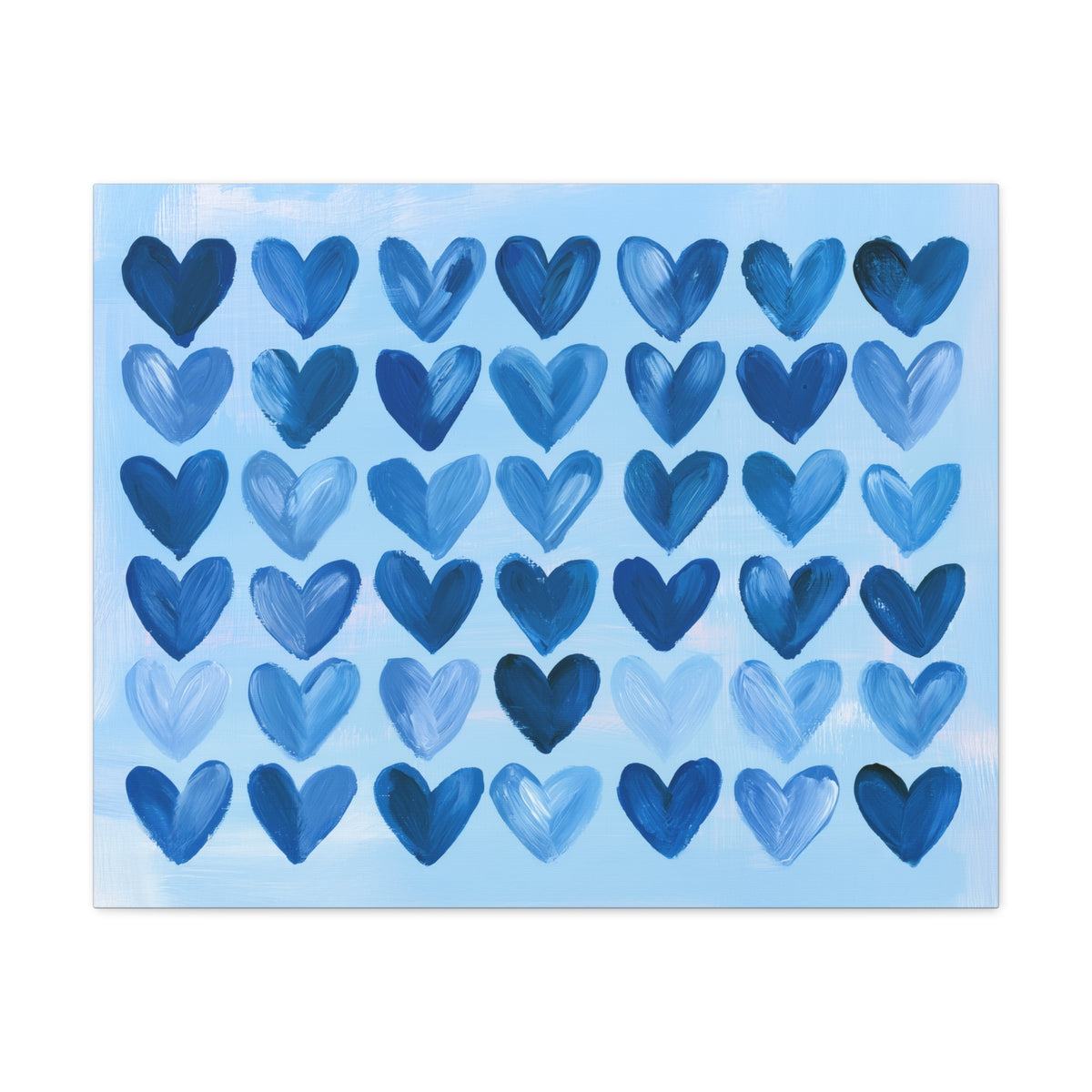 Blue Watercolor Hearts Canvas
