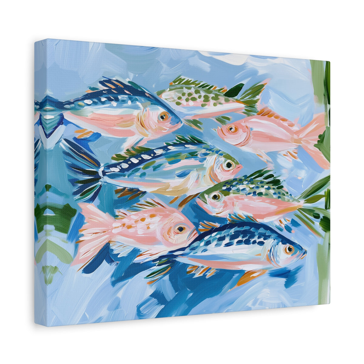 Tropical Fish School Canvas | Matte Stretched Wall Art