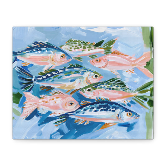 Tropical Fish School Canvas | Matte Stretched Wall Art