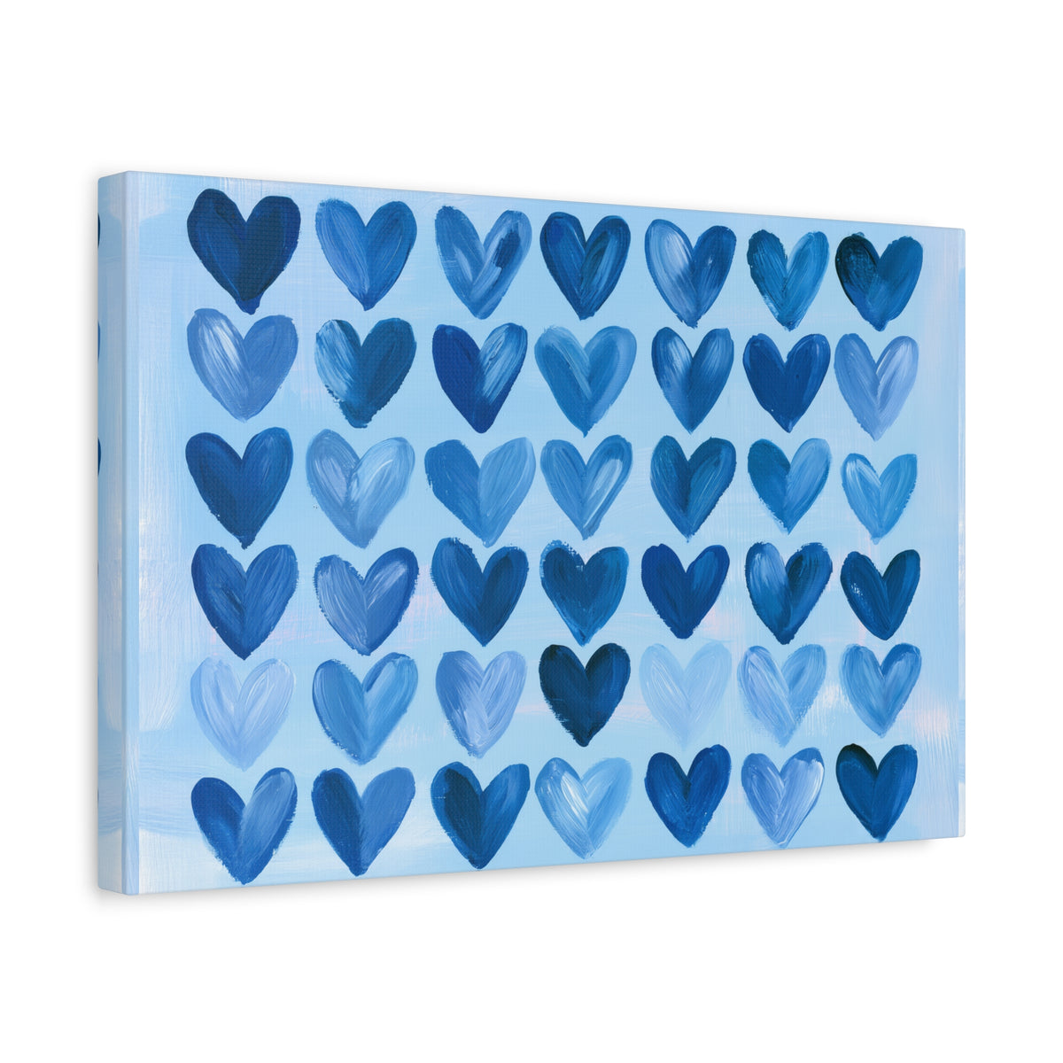 Blue Watercolor Hearts Canvas