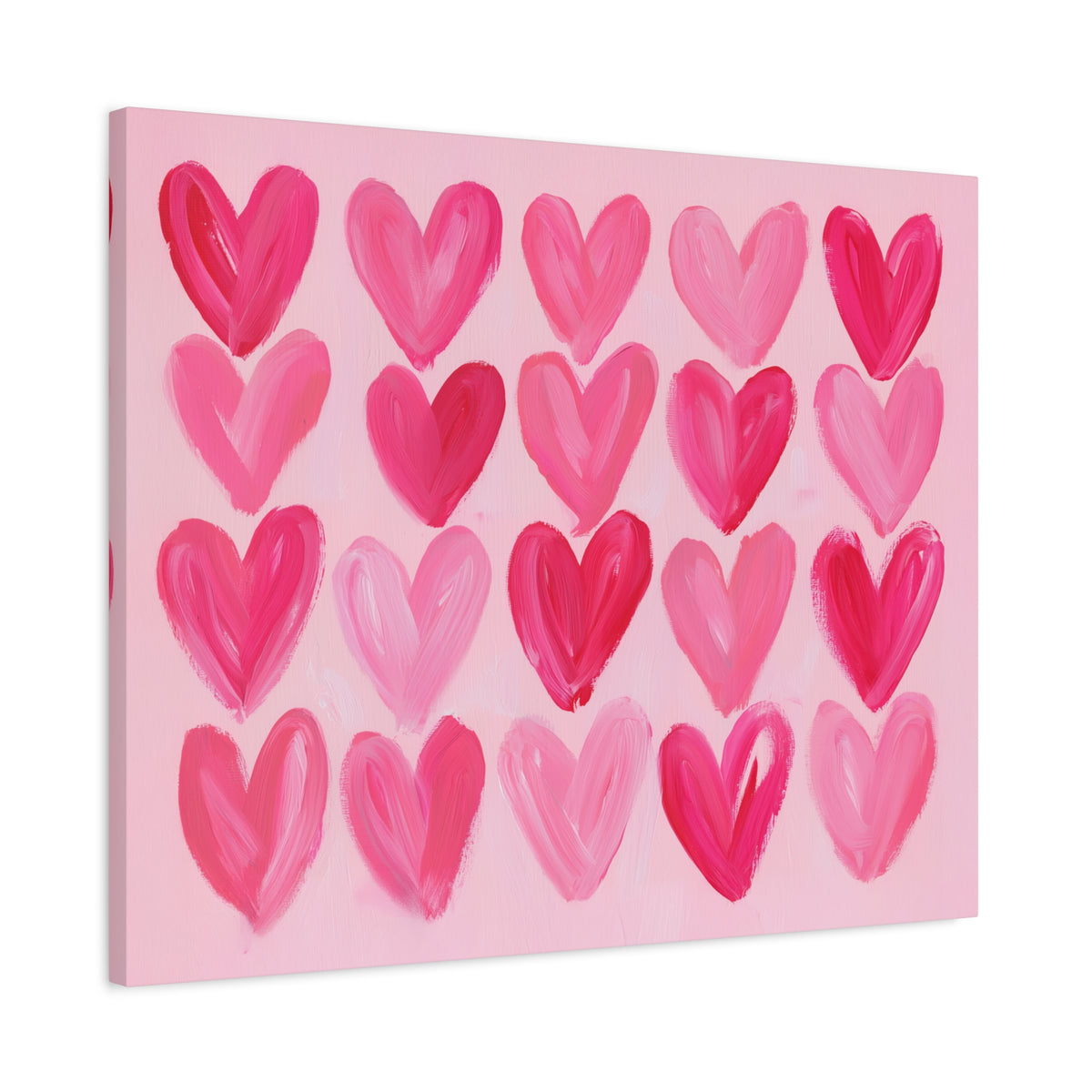 Preppy Pink Hearts Matte Canvas, Preppy Dorm Decor, Girl's Room Art