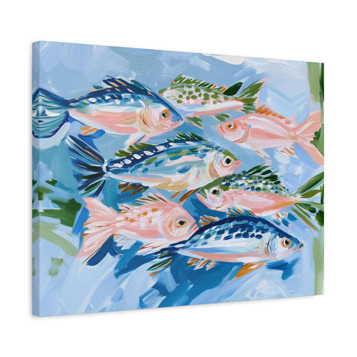 Tropical Fish School Canvas | Matte Stretched Wall Art