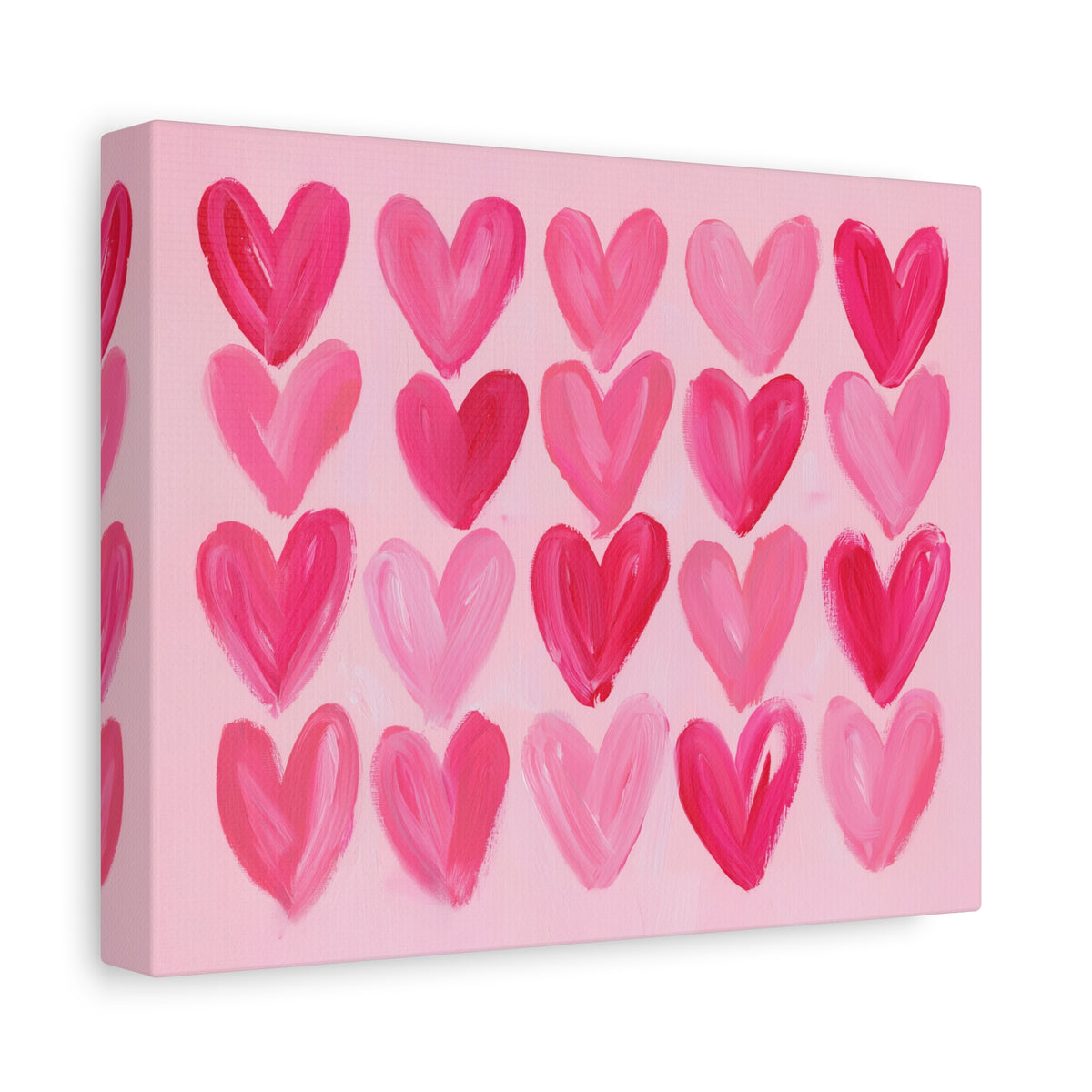 Preppy Pink Hearts Matte Canvas, Preppy Dorm Decor, Girl's Room Art
