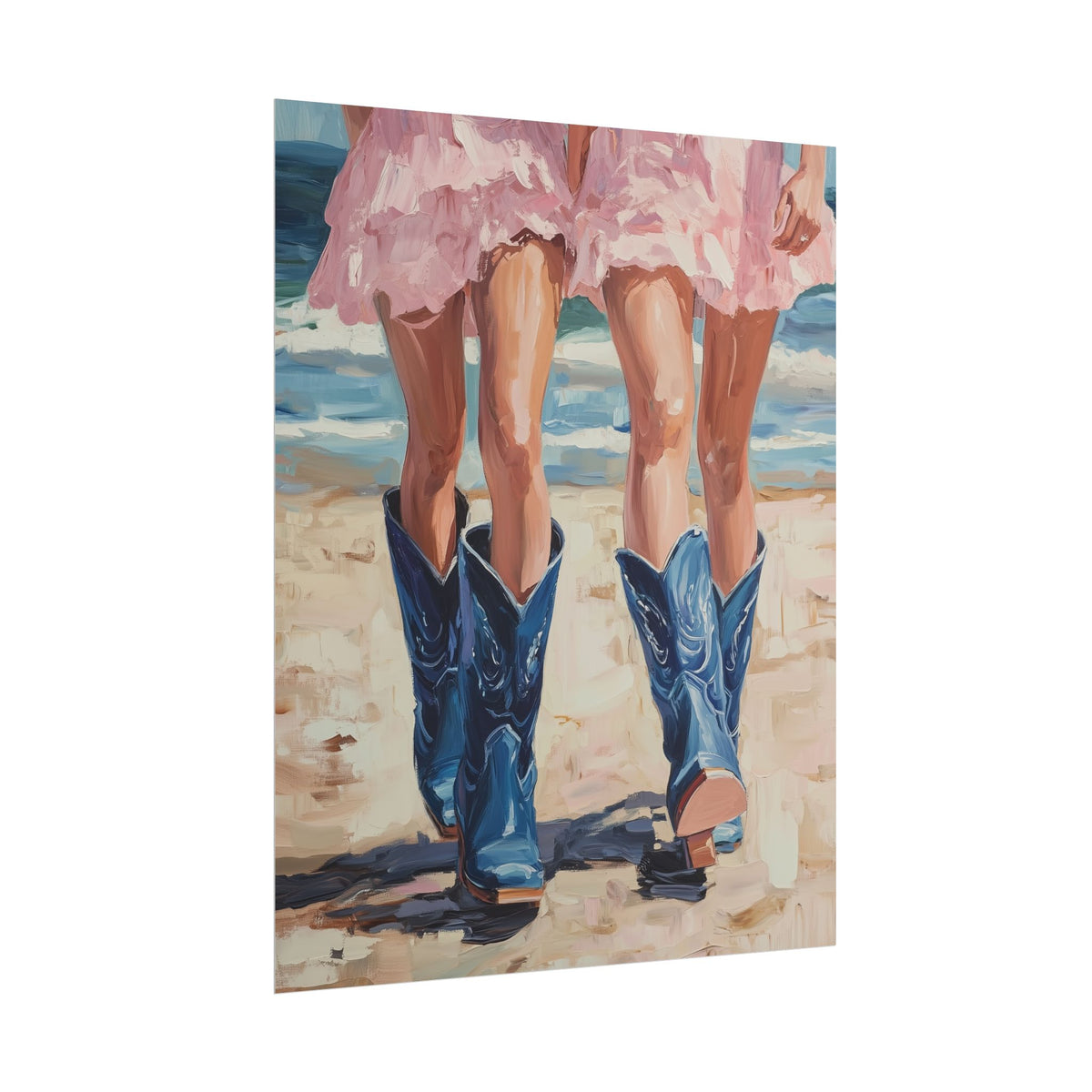 PHYSICAL PRINT Coastal Cowgirl Aesthetic Print, Cowgirl Boot Print, Pink and Blue Preppy Decor, Coastal Cowgirl Aesthetic Preppy Dorm Decor