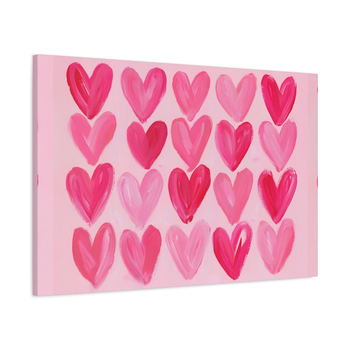 Preppy Pink Hearts Matte Canvas, Preppy Dorm Decor, Girl's Room Art