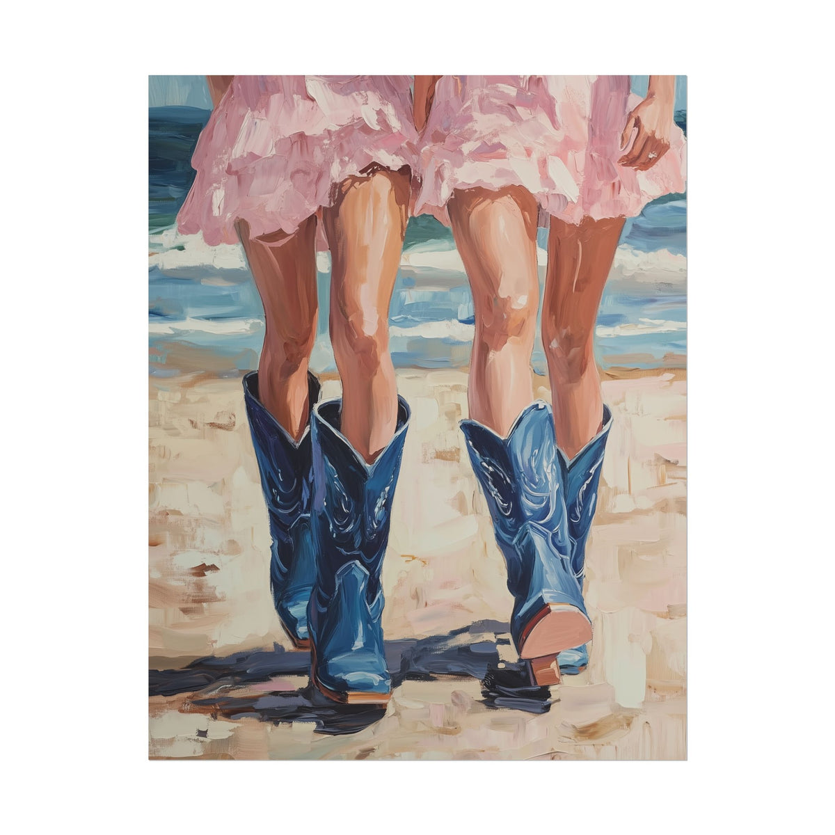 PHYSICAL PRINT Coastal Cowgirl Aesthetic Print, Cowgirl Boot Print, Pink and Blue Preppy Decor, Coastal Cowgirl Aesthetic Preppy Dorm Decor