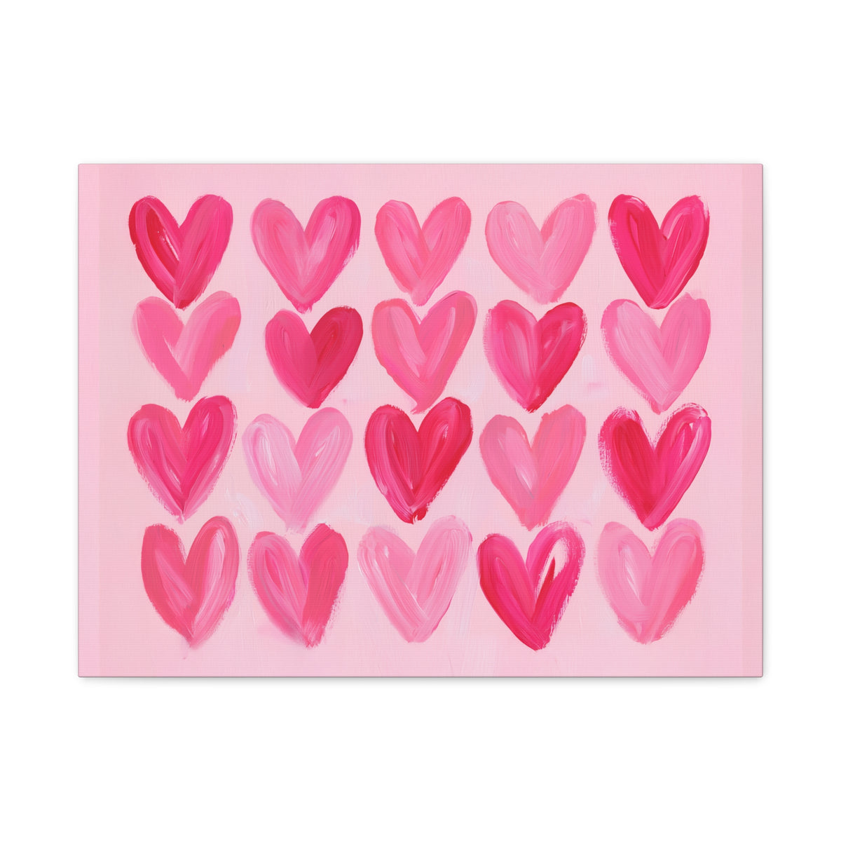 Preppy Pink Hearts Matte Canvas, Preppy Dorm Decor, Girl's Room Art