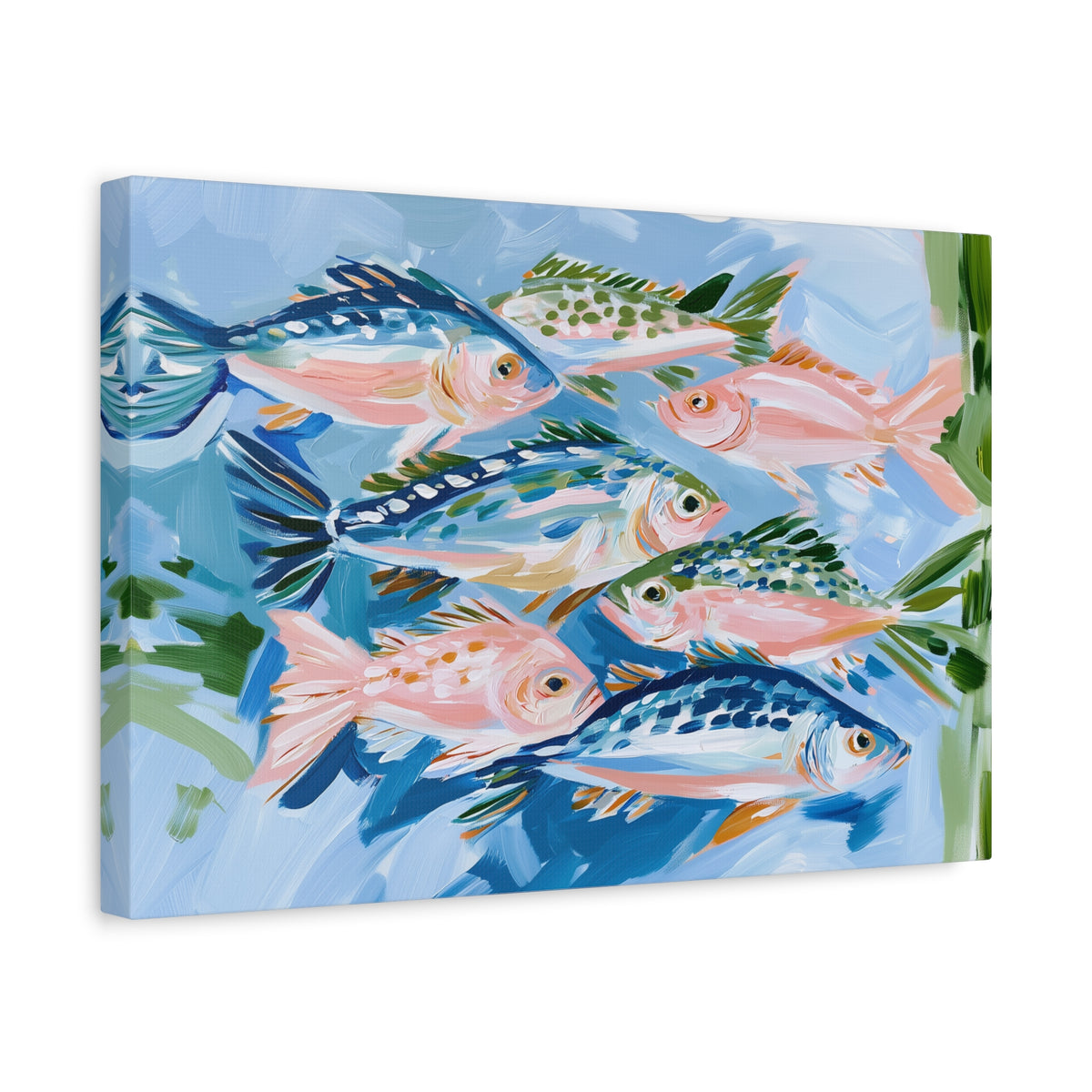 Tropical Fish School Canvas | Matte Stretched Wall Art