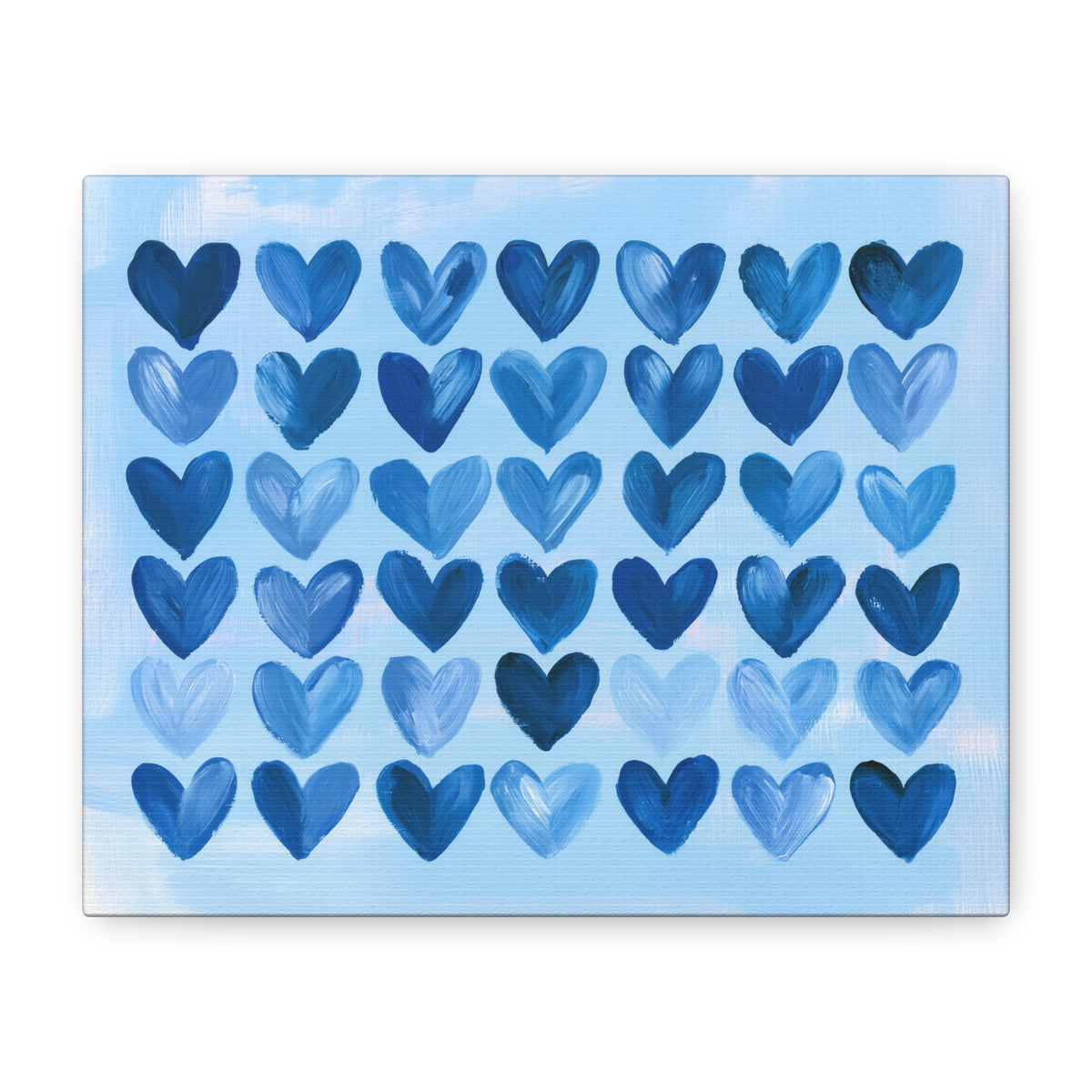 Blue Watercolor Hearts Canvas