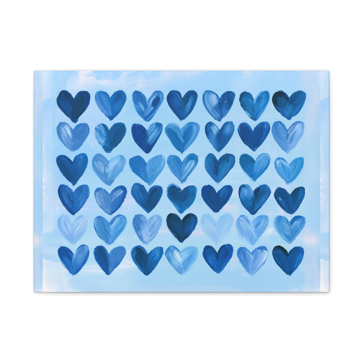 Blue Watercolor Hearts Canvas