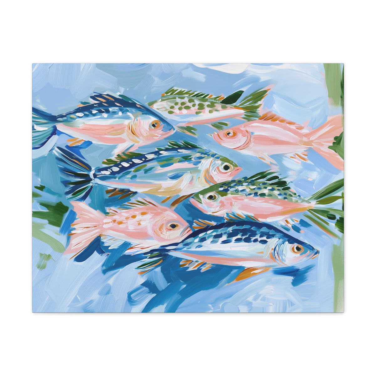 Tropical Fish School Canvas | Matte Stretched Wall Art