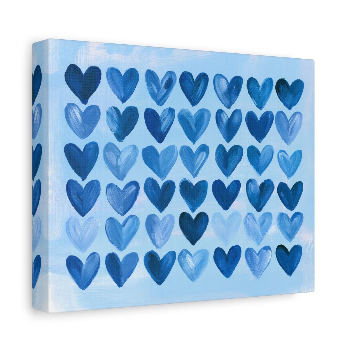 Blue Watercolor Hearts Canvas